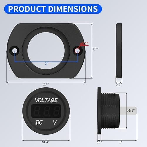 DaierTek Battery Voltage Meter Waterproof DC 12V 24V LED Voltmeter Panel 12 Volt 24 Volt 36 Volt Battery Monitor with Blue Light Round Digital Voltage Display for Marine Boat Car Automotive Motorcycle thumbnail 2