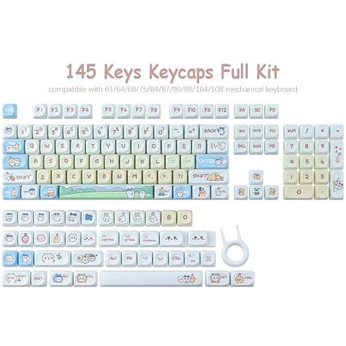 TYRIXKI PBT Keycaps 145 Keys MOA Profile Cute Keycap Dye-Sublimation Kawaii Anime Keycaps for Cherry Gateron MX Switches Mechanical Keyboards thumbnail 6
