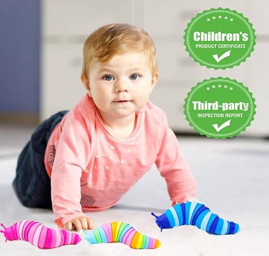 Kabvy Sensory Slug Fidget Toys 6 Pack - Sensory Toys for Autism, ADHD, Anxiety and Stress Relief, Valentines Day Gift for Kids Toddlers Girls and Boys thumbnail 3
