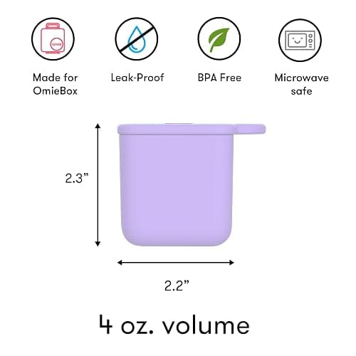 OmieBox (2 Pack) Leakproof Dips Containers to Go, Salad Dressing Container, Condiment Container with Lids - Food Safe Silicone - 4 Ounces (Pink/Purple) thumbnail 3