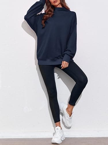 Fisoew Women's Oversized Turtleneck Sweatshirt Long Sleeve Pullover Casual Tops thumbnail 7