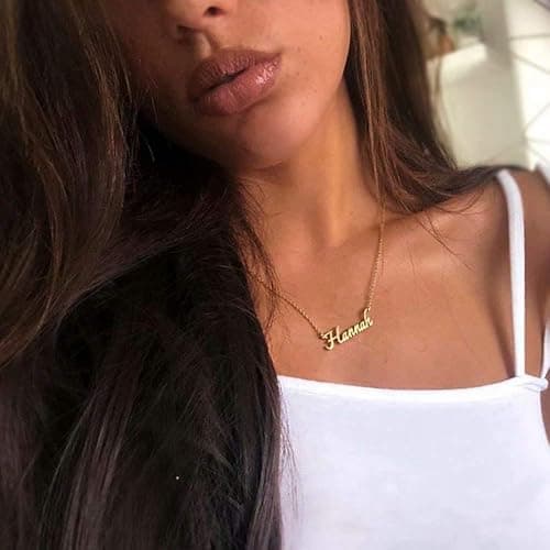 Turandoss Custom Name Necklace Personalized, 14K Gold Plated Name Pendant Necklace Dainty Name Necklace Personalized Jewelry Gifts for Women thumbnail 5