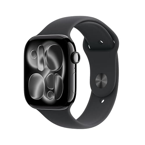 Apple Watch Series 11 GPS, Cassa 46 mm in alluminio Jet Black con Cinturino Sport nero - M/L - Image 1