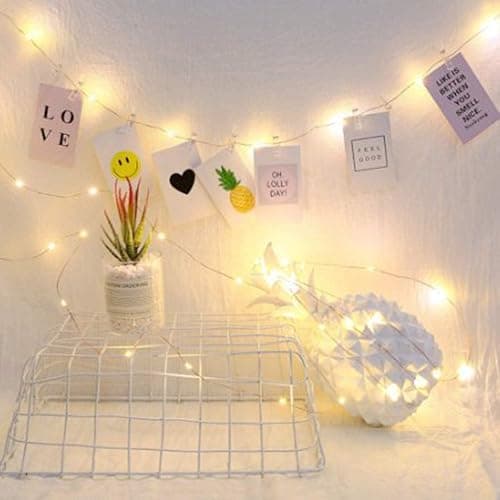 JMTGNSEP 50LED 20 Photo Clips String Fairy Lights Battery Powered Decoration for Living Bedroom Indoor Christmas Party Wedding for Photo Picture Hanging Display, Battery Operated (16ft Warm White) thumbnail 5