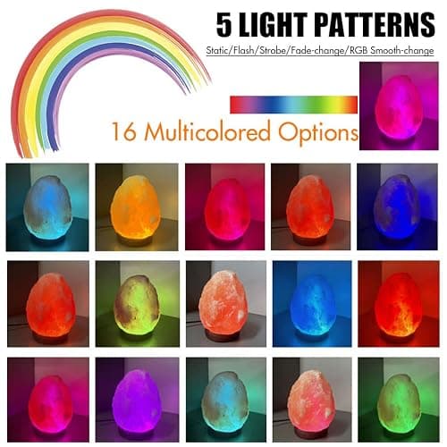 gudong Himalayan Crystal Rock Salt Lamp 16 Colors with Remote Control Prime Quality 100% Original Natural USB Pink Himalayan Salt Lamp,Handcrafted with Wooden Base (4.7 inch 1.5 lbs) thumbnail 2