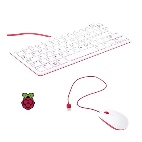 Vis Viva Official Raspberry Pi Keyboard and Mouse Combo + a Logo Sticker (White/Red) - Image 1