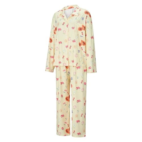 Yassiglia Women's Pyjama Sets Long Sleeve Shirts Tops and Shorts 2 Piece Ribbed Loungewear Outfits Pjs Women's Nightwear Pyjamas for Women thumbnail 5