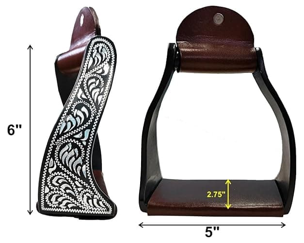 Majestic Ally Western Horse Aluminum Black Engraved Stirrups- Adults thumbnail 4
