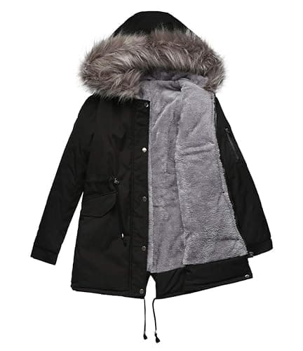 chouyatou Women's Winter Sherpa Lined Faux Fur Hooded Mid Long Safari Parka Coat thumbnail 3