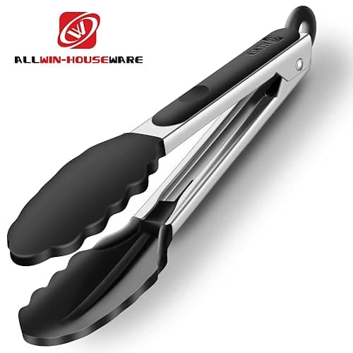 2 Pack Black Kitchen Tongs, Premium Silicone BPA Free Non-Stick Stainless Steel BBQ Cooking Grilling Locking Food Tongs, 9-Inch & 12-Inch thumbnail 7