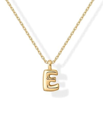 PAVOI 14K Gold Plated Dainty Chunky Bubble Initial Letter Pendant Necklace for Women | Alphabet Letter Necklace - Image 1