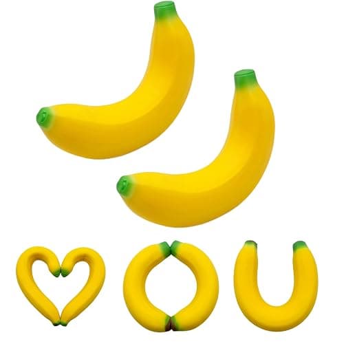 Stretchy Glue-Sand Filled Rubber, Latex Soft Decompression Toy,Squishy Toy, Fake Fruits and Vegetables,High-Elastic Stretchable, Decompression Toy for Adults and Children (Banana-2 Pack) - Image 1