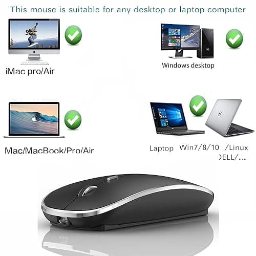 JETTA Wireless Mouse for MacBook Pro, MacBook Air, Laptop, PC - 1600 DPI, Rechargeable Battery, Skin-Friendly, Mute Click, Plug and Play thumbnail 3