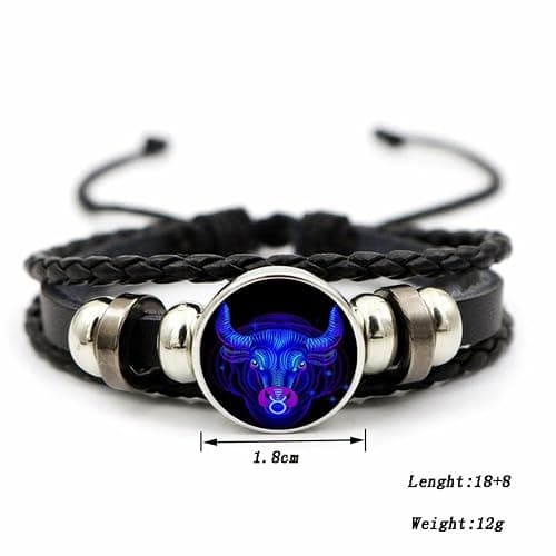 Zodiac Signs Spirit Bracelet Zodiac Bracelet for Women Men Adjustable 12 Constellation Bracelet Multilayer Zodiac Black Leather Bracelets Zodiac Sign Wrap Bracelet for Women Men Birthday Jewelry thumbnail 4