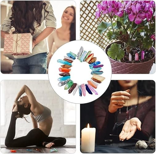 OLYCRAFT About 20~24pcs Quartz Crystal Bead with 1.2~1.4mm Hole Yoga Amulet Chakra Set Polished Tumbled Stones Bulk Quartz Crystal Sticks Spikes Irregular Rough Point Strands for Jewelry Making thumbnail 7