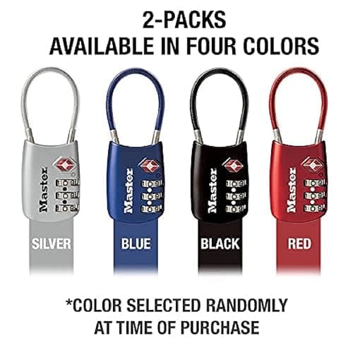 Master Lock Padlock, Set Your Own Combination TSA Locks for Luggage, Travel Zipper Lock with Cable Shackle is 1-3/16 in. Wide, Colors May Vary, 4688T, 2 Count (Pack of 1) thumbnail 8