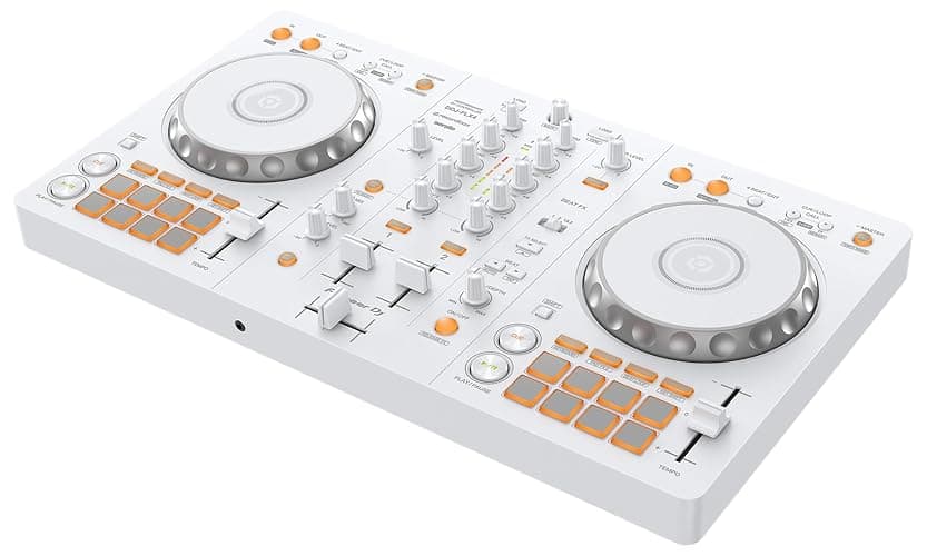 Pioneer DJ DDJ-FLX4 2-Channel DJ Controller - White Bundle with Laptop Stand, Headphones, and Austin Bazaar Polishing Cloth thumbnail 3