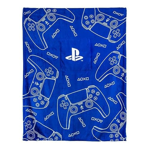 Paladone PlayStation 2-in-1 Cushion Blanket - Officially Licensed Travel Blanket, Foldable Soft Fluffy Throw, Compact Design for Gaming Room or Bedroom Decor thumbnail 3