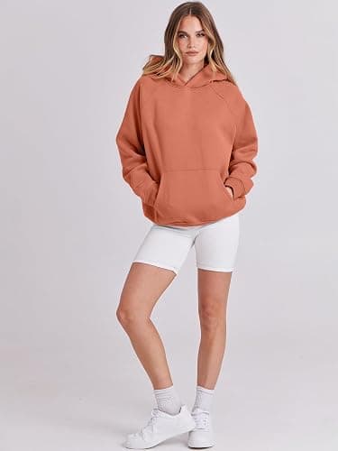 ANRABESS Women Hoodies Oversized Fleece Long Sleeve Comfy Casual Basic Pullover Sweatshirts 2025 Fall Outfits Y2K Clothes - Small - Rust thumbnail 5
