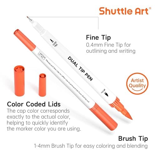 120 Colors Dual Tip Brush Marker Pens with 1 Coloring Book, Fineliner and Brush Dual Tip Markers Set, Water-based Ink Perfect for Kids Adult Artist Calligraphy Hand Lettering Journal Doodling Writing thumbnail 4