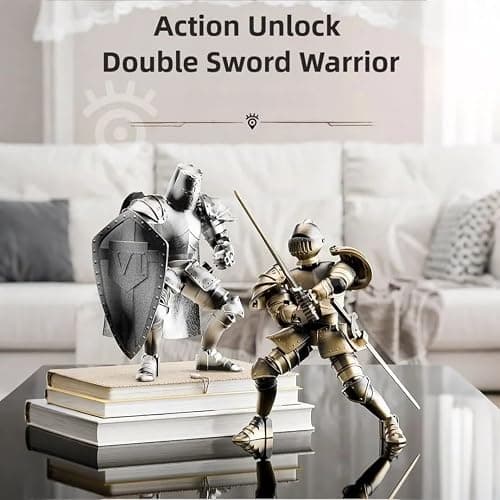 Osmanthus bloom Medieval Action Figures,Knight Armor Action Figure,Multi-Jointed Movable Robot Mannequin T13,Dummy 13 Action Figure(Assembly Required) (A-Golden) thumbnail 7
