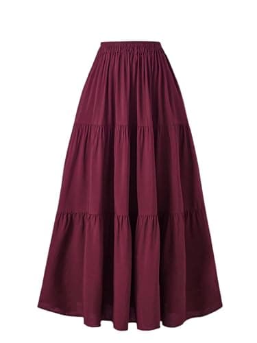 OSTOO Women's Summer Long Flowy Renaissance Skirt with Pockets - Boho High Waist A-Line Maxi Skirt - Image 1