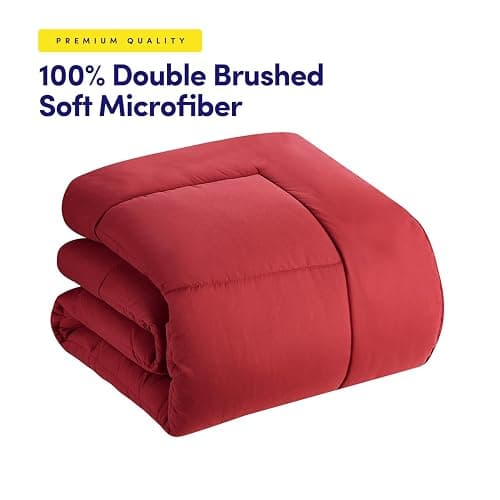 Dorm Room Essentials College Bedding Comforter Set 5 Piece Twin XL Size Bed in a Bag for College Students Boys and Girls, Twin XL, Red - Twin XL - Red thumbnail 4