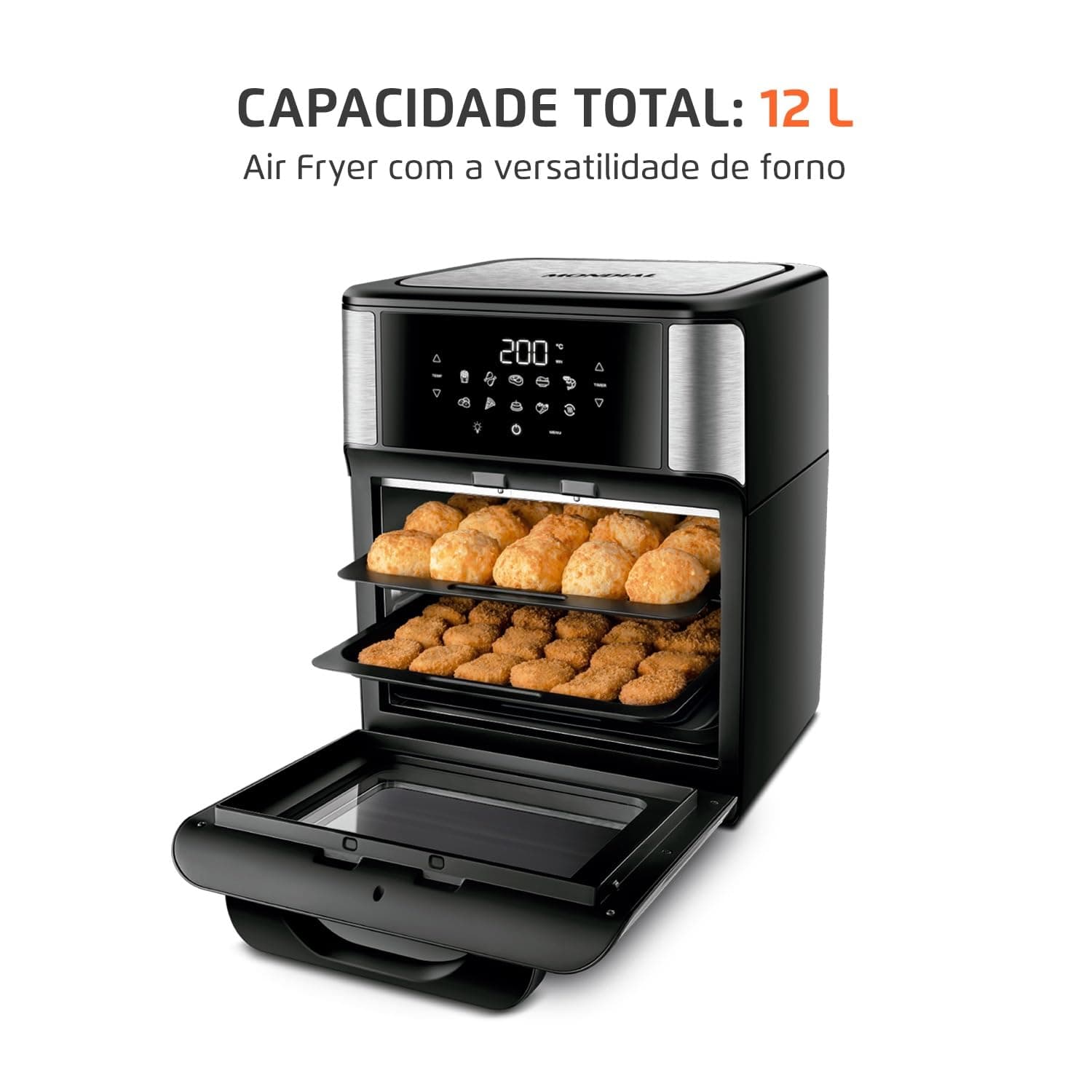 MONDIAL Fritadeira Air Fryer Forno Oven 12L, Preto/Inox, 2000W, 220V - AFON-12L-BI thumbnail 2
