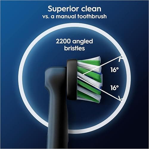 Oral-B Pro Cross Action Electric Toothbrush Head, X-Shape and Angled Bristles for Deeper Plaque Removal, Pack of 4 Toothbrush Heads, Black thumbnail 4