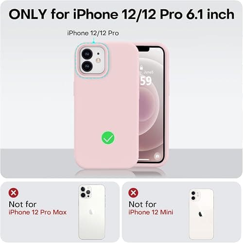 Vooii Compatible with iPhone 12 Case/iPhone 12 Pro Case, Liquid Silicone Upgrade [Soft Anti-Scratch Microfiber Lining] [Shockproof Drop Protection] Phone Case 6.1 inch - Chalk Pink thumbnail 5