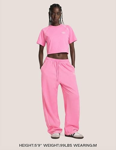 Aelfric Eden Cloud Cropped Sweat Sets Summer 2 Piece Outfits Crop Top High Waisted Baggy Barrel Sweatpants Sweatsuit thumbnail 3