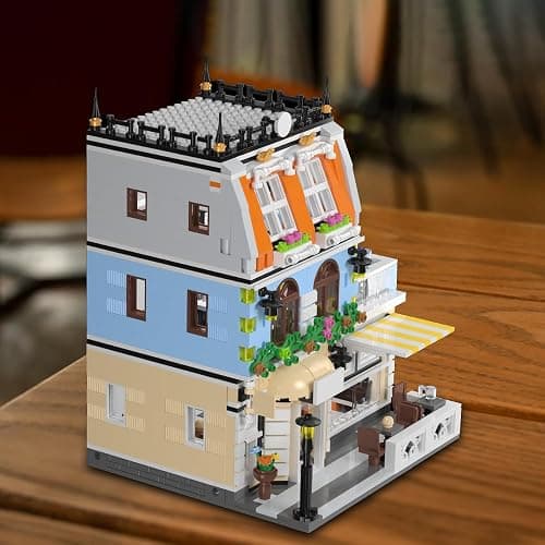 RAVAYO City Garden Hotel Building Sets,House Architecture Model Blocks Toys for Adults & Teens，1300 PCS Mini Bricks with LED - Blue thumbnail 4