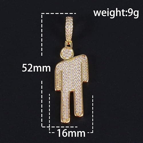 AOLIAY Stylish Villain Necklace, Stainless Steel Bowed Head Pendant Zircon Hip Hop Couple Pendant Necklace (golden) 1PC thumbnail 4