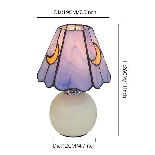 KIPHEPI Mushroom Lamp Tiffany Lamp Stained Glass Table Lamp Moon Cute Small Bedside Lamps for Living Room Home Decor,Unique Aesthetic Home Living Room Decor Girls Women Birthday Day Gift,Pink Blue thumbnail 2
