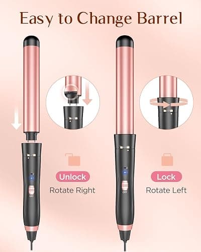 5 in 1 Wand Curling Iron-Kinked Curling Wand Set with Flat Iron Hair Straightener, 3 Barrels Hair Crimper, 3 Ceramic Curling Irons (0.35"-1.25"), 2 Temps Fast Heat Hair Waver Curler with Glove & Clip thumbnail 7