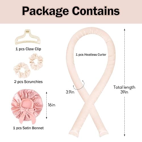 Heatless Hair Curler,Blowout Heatless Curls Overnight,No Heat Curling Rod Set with Satin Bonnet for Sleep in,Cream thumbnail 5