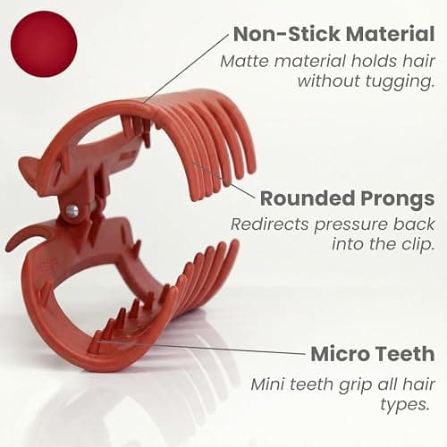 Mello Hair Claw Clip – Flexible Hair Clip for All Hair Types, Durable Strong Hold, Non-Slip Matte Finish, Claw Clips for Girls & Women, Perfect for Everyday Hair Styling, Made in Korea (Red) thumbnail 3