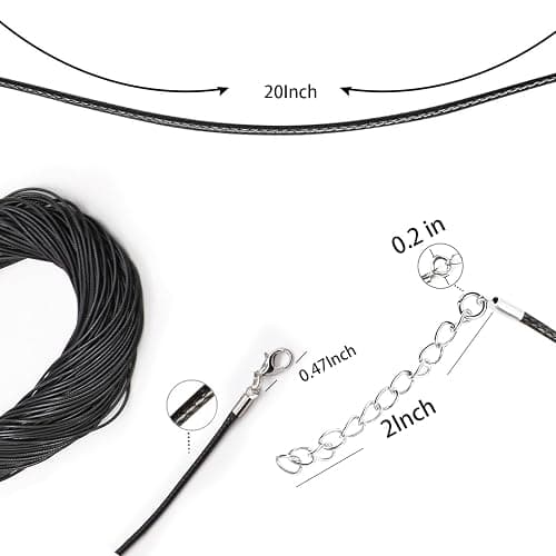 EuTengHao Necklace Cord Bulk, Waxed Necklace Chain, Black Waxed Necklace Cord String for Jewelry Necklace Bracelet Making (100Pcs, 22 Inch) thumbnail 2