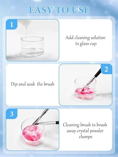 EBANKU 120ml Acrylic Nail Brush Cleaner, 3 in 1 Nail Art Brushes Conditioner Nail Brush Clean Solution Quickly Clean With Glass Cup and Scrub Brush for Solid Gel Polish/Nail Extension Gel thumbnail 5