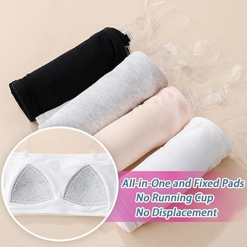Bysion Bandeau BHS für Mädchen Ohne Bügel Nahtlose Unterwäsche mit Fest Gepolsterte und 3 Unsichtbare Schultergurt Teens Trägerloser Bralette Tube Top für 10-16 Jahre thumbnail 4