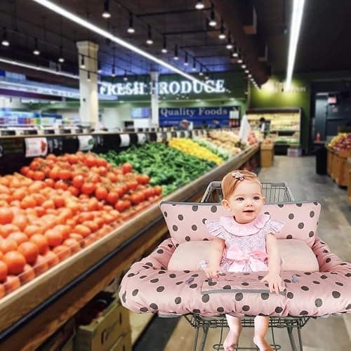 Shopping Cart Cover for Baby/Toddler with Supportive seat positioner, Cozy High Chair Cover, Pink thumbnail 2