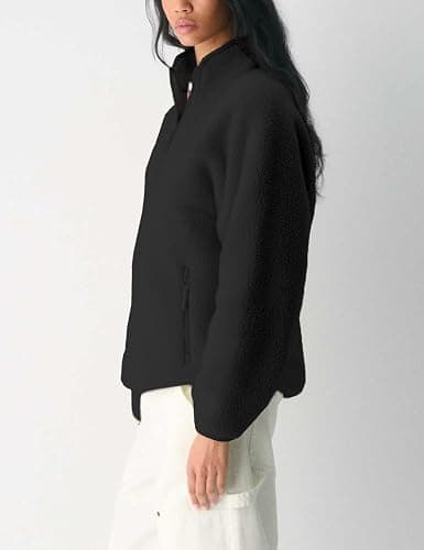 Fleece Pullover Sherpa Jacket - SIZE LARGE - COLOR BLACK thumbnail 4