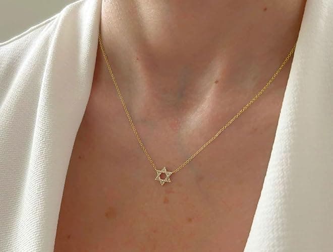 LLWOM Gold Necklace for Women-14k Gold Plated Infinity Necklace Star Of David Necklace Evil Eye Cross Pendants Heart Dainty Gold Necklace For Women thumbnail 9