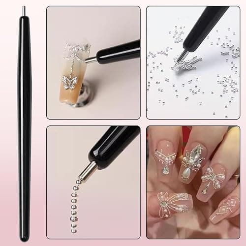 YECIRALA 2 Pcs Cat Eye Magnets For Nails, Pink Double-Side Cylinder Nail Magnet With Big Bead Magnet And Black Point Magnet Pen For Cat Eye Gel Polish, Multi-Functional Cateye Magnets For Nails thumbnail 5