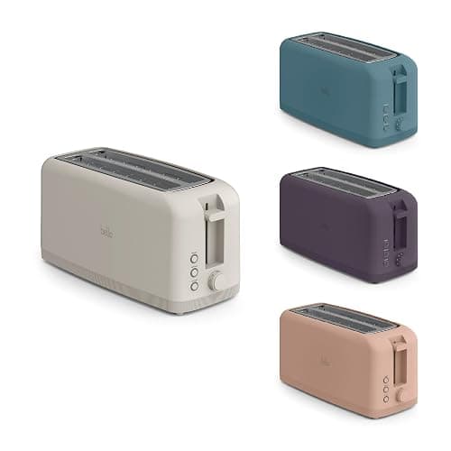 bella 4 Slice Slim Toaster, Fits-anywhere™ Kitchenware, 6 Setting Shade Control with Reheat & Cancel Buttons, Removable Crumb Tray, 10” Long Slot, Anti Jam & Auto Shutoff, 1400 Watt, Oatmilk - 4 Slice - Oatmilk - Image 1