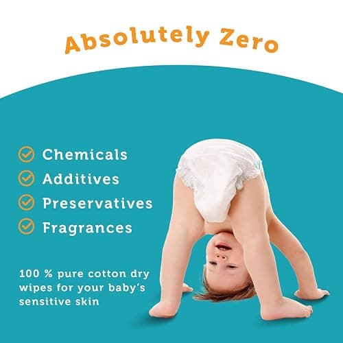 Whoopsie Wipes – The Original 100% Pure Cotton Dry Baby Wipes – Ultra Soft, Unscented, Chemical-Free Wipes for Sensitive Skin – Use Dry or Add Water for Wet Wipes – 6 Packs (600 Count) thumbnail 3