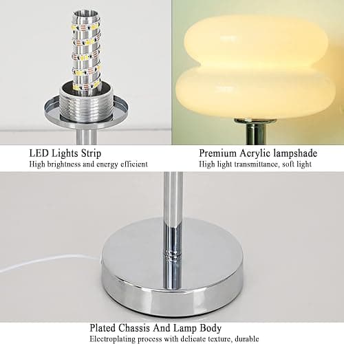 ASMSW Modern Small Table Lamp Dimmable Bedside Lamp 7W Cute Egg Tart Nightstand Lamp Table Light Fixture Simple Style Led Desk Lamp for Bedside Bedroom Living Room thumbnail 6