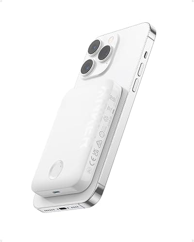 Anker 321 MagGo Battery (PowerCore Magnetic 5K), 5,000mAh Magnetic Wireless Portable Charger, Compatible with iPhone 15/15 Plus/15 Pro/15 Pro Max, iPhone 14/13/12 Series (White) - Image 1