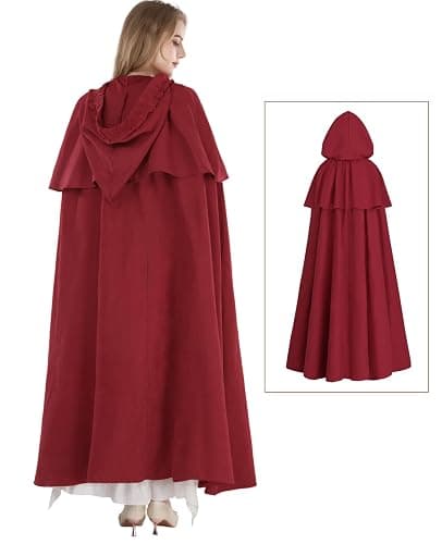 NSPSTT Cloak with Hood Men Halloween Cape Renaissance Costume Women Adult Witch Long Cape thumbnail 3
