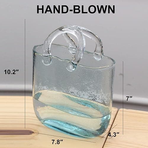 DUEBEL Glass Vases Fish Bowl, Handmade Flower Vase with Bubble for Home Wedding Decor, Handbag Shape Clear Vase thumbnail 3